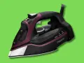 Ferro da stiro Rowenta Steamforce Plus, nero e bordeaux, con alta precisione e 2900W. Un ferro da stiro senza regolazione temperatura, ideale per stirare velocemente.