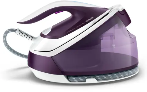 Ferro da stiro a caldaia Philips PerfectCare Compact Plus, viola e bianco. Il miglior ferro da stiro Philips per risultati impeccabili.
