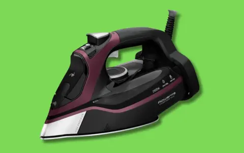 Ferro da stiro Rowenta Steamforce Plus, nero e bordeaux, con alta precisione e 2900W. Un ferro da stiro senza regolazione temperatura, ideale per stirare velocemente.