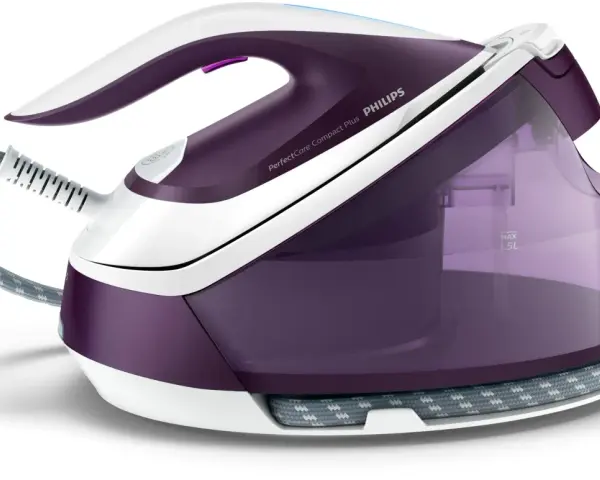 Ferro da stiro a caldaia Philips PerfectCare Compact Plus, viola e bianco. Il miglior ferro da stiro Philips per risultati impeccabili.
