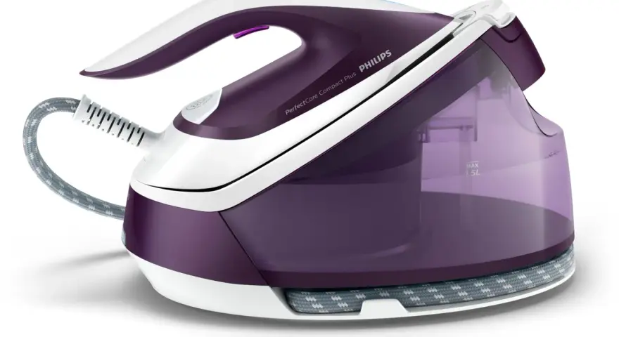 Ferro da stiro a caldaia Philips PerfectCare Compact Plus, viola e bianco. Il miglior ferro da stiro Philips per risultati impeccabili.