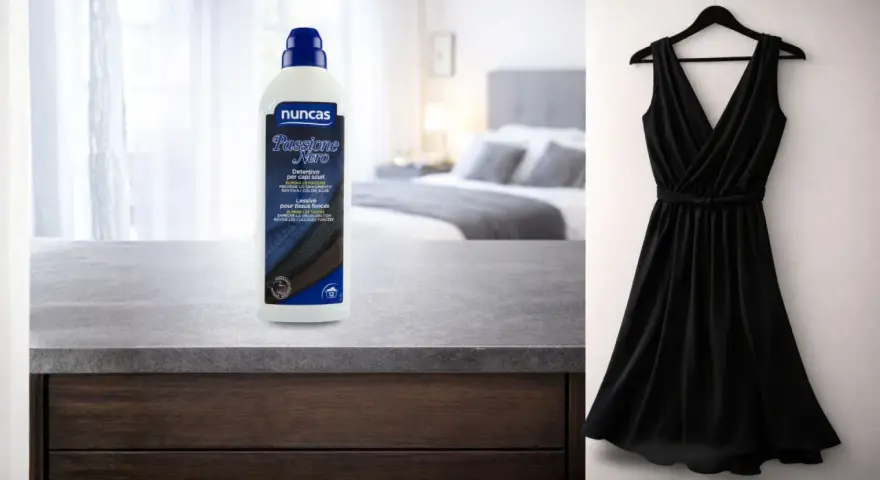Detersivo per capi scuri che aiuta come ridare colore ai capi blu, mantenendoli intensi e brillanti.
