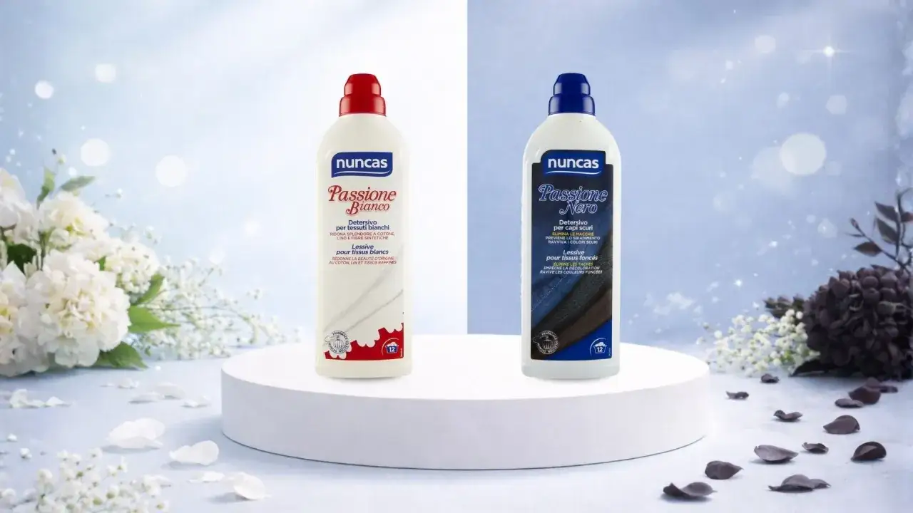Detersivi Nuncas Passione Bianco e Nero per un bucato impeccabile. Scopri come lavare un capo bianco e nero in lavatrice per risultati perfetti.