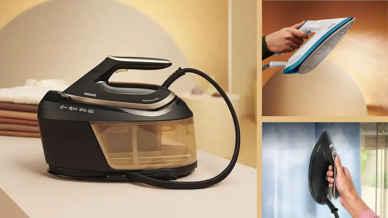 Il miglior ferro da stiro Philips PerfectCare 6000 in azione, con vapore potente per capi impeccabili.